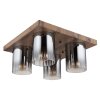 Underwood Plafonnier Luminaires Globo Lighting Bois foncé, Écru, 4 lumières
