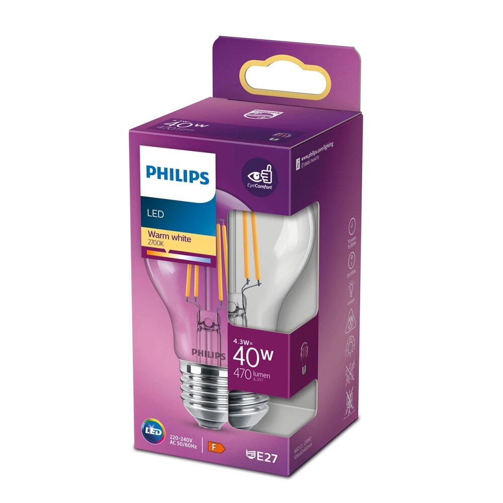 Philips LED E27 4 Watt 2700 Kelvin 470 Lumen main product photo