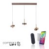 Q-Rotate Suspension Luminaires Paul Neuhaus LED Brun, 3 lumières, Télécommandes