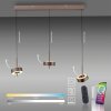 Q-Rotate Suspension Luminaires Paul Neuhaus LED Brun, 3 lumières, Télécommandes