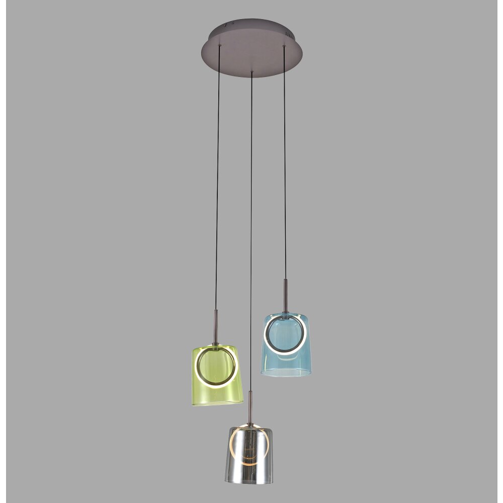 Zula Suspension Luminaires Paul Neuhaus LED Brun, 3 lumières main product photo