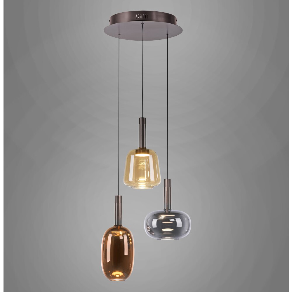 Irides Suspension Luminaires Paul Neuhaus LED Brun, 3 lumières main product photo