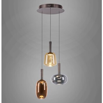Irides Suspension Luminaires Paul Neuhaus LED Brun, 3 lumières
