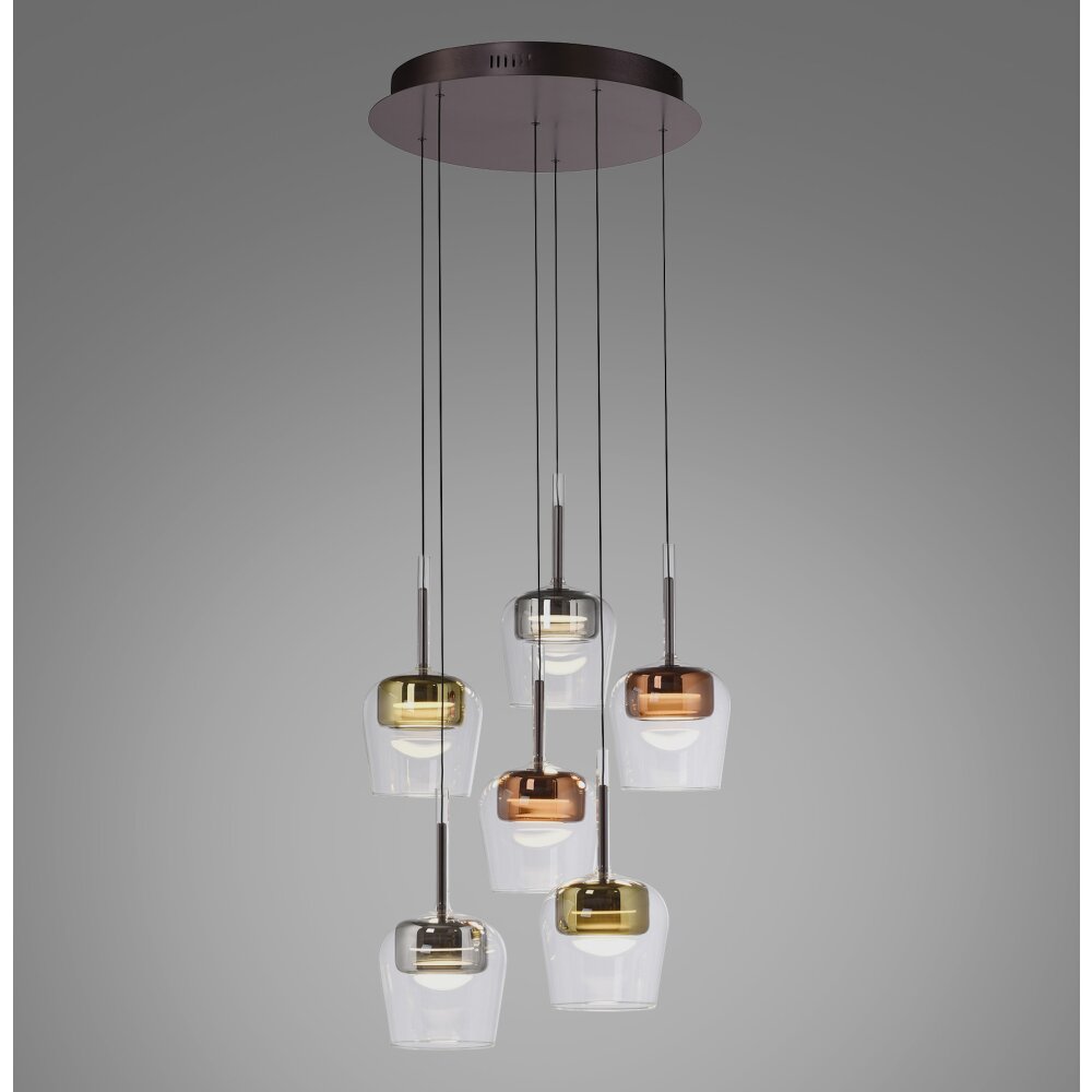 Q-Kon Suspension Luminaires Paul Neuhaus LED Brun, 6 lumières, Télécommandes main product photo