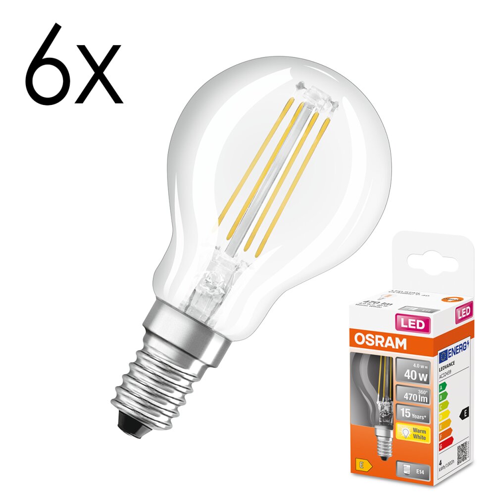Luminaires Osram E14 LED 4 Watt blanc chaud 470 Lumen main product photo