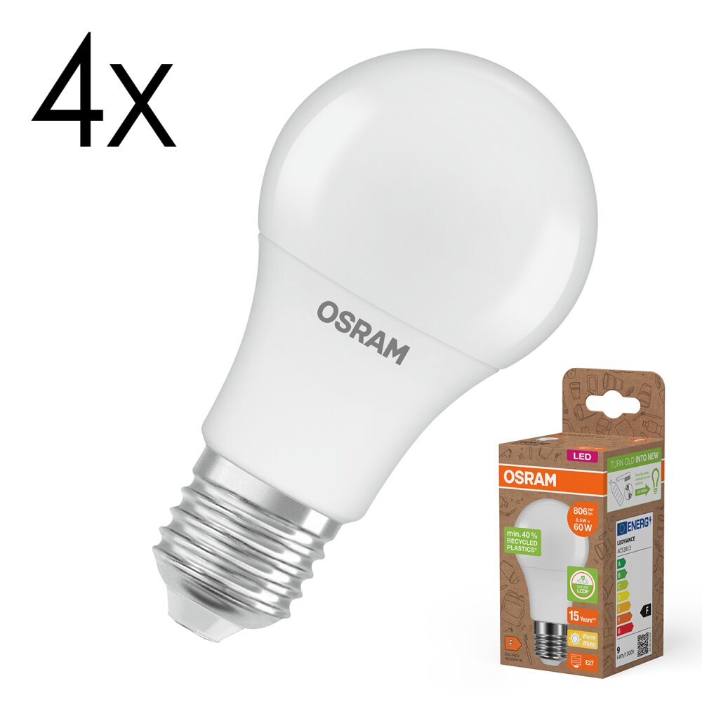 Luminaires Osram E27 8.5 Watt blanc chaud 806 Lumen main product photo