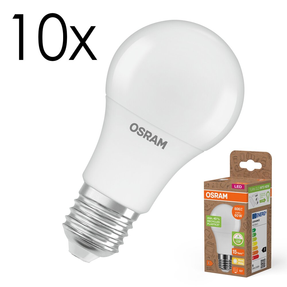 Luminaires Osram E27 8.5 Watt blanc chaud 806 Lumen main product photo