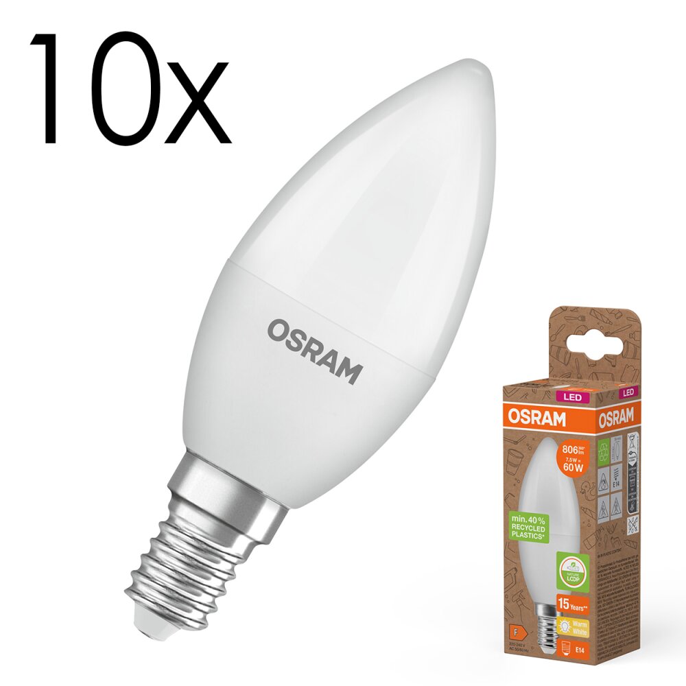 Luminaires Osram E14 7.5 Watt blanc chaud 806 Lumen main product photo
