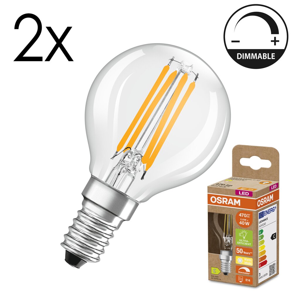 Luminaires Osram E14 LED 2.9 Watt blanc chaud dimmable 470 Lumen main product photo