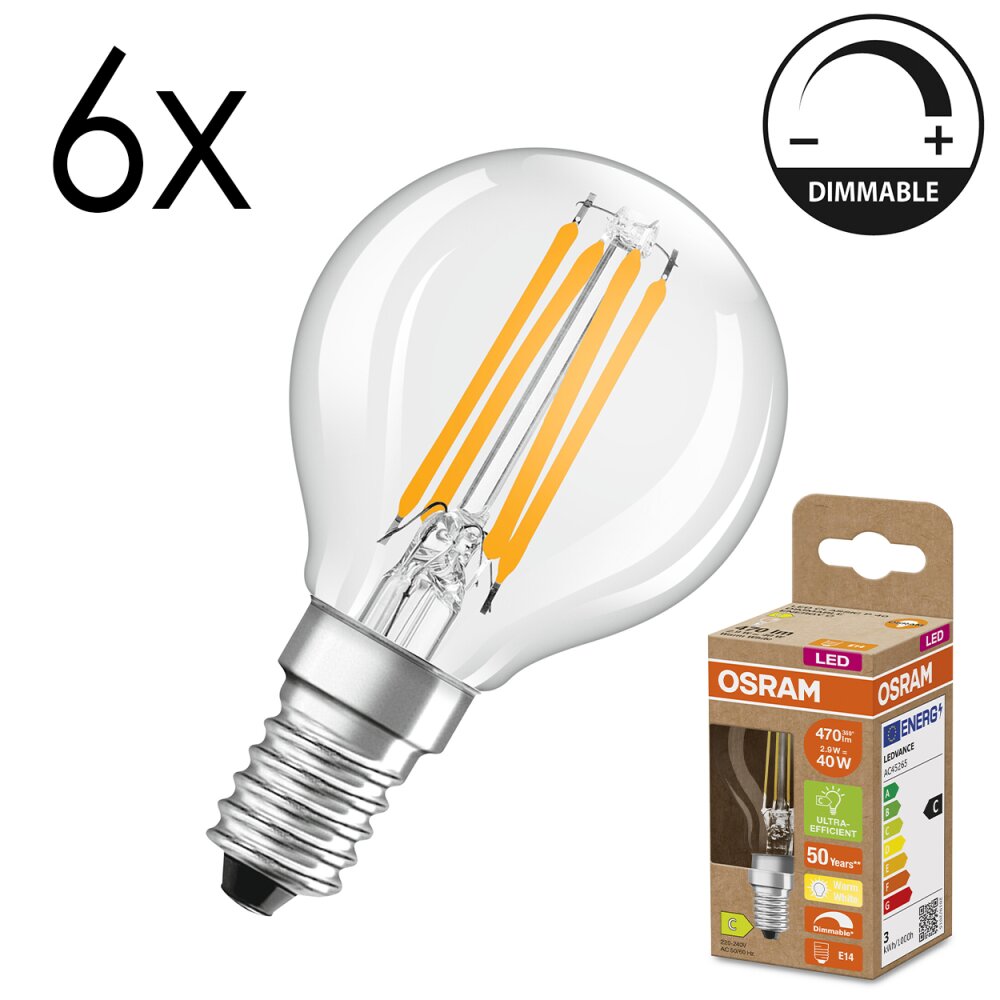 Luminaires Osram E14 LED 2.9 Watt blanc chaud dimmable 470 Lumen main product photo