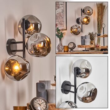 Ripoll Boule lumineuse, Applique murale Chrome, Fumé, 3 lumières