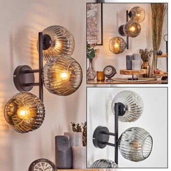 Ripoll Boule lumineuse, Applique murale Chrome, Clair, Fumé, 3 lumières Ripoll Boule lumineuse, Applique murale Chrome, Clair, Fumé, 3 lumières