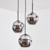 Ripoll Suspension, Boule lumineuse, Suspension grappe Chrome, Fumé, 3 lumières