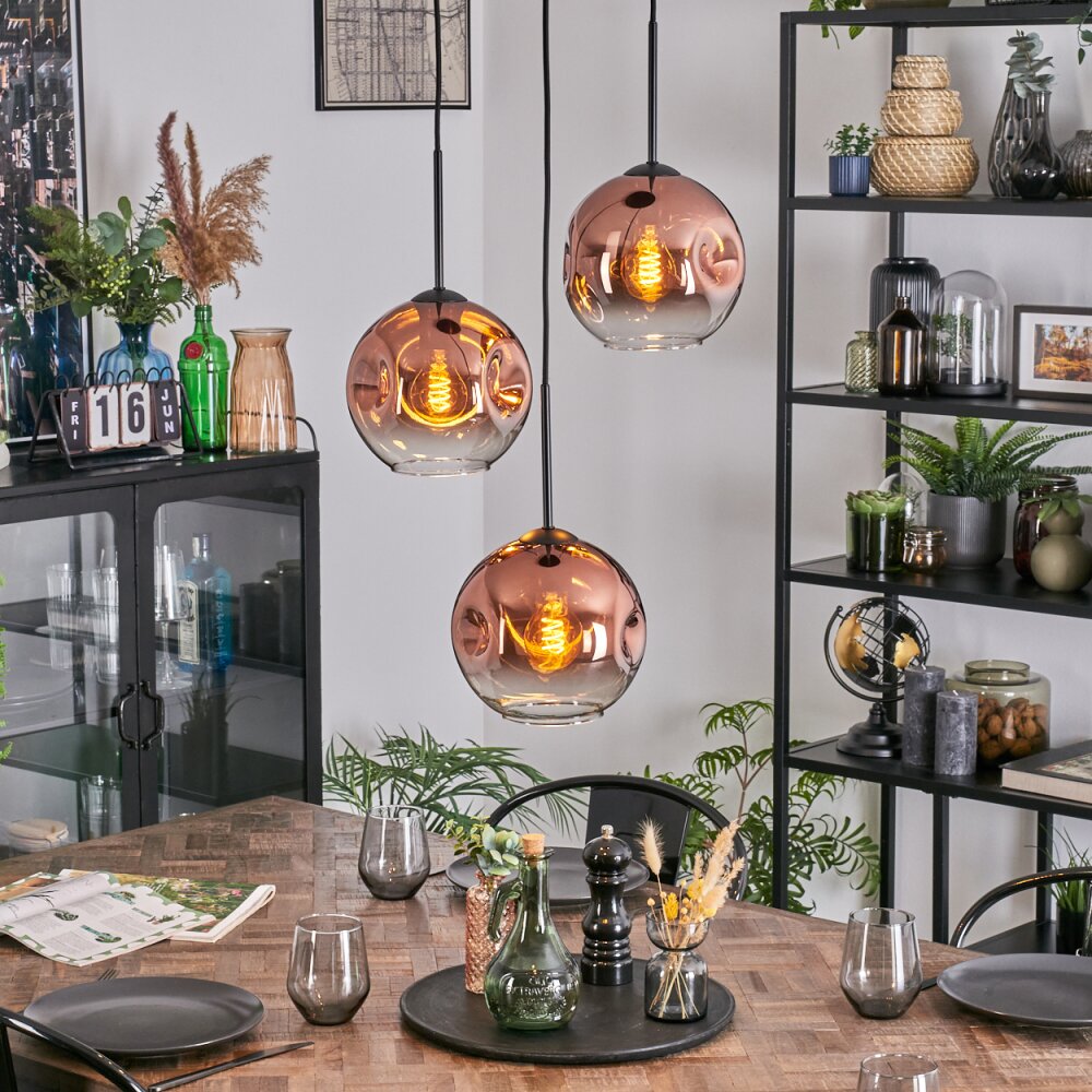 Ripoll Suspension, Boule lumineuse, Suspension grappe Clair, Cuivré, 3 lumières main product photo