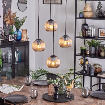 Koyoto Suspension, Boule lumineuse, Suspension grappe Ambre, 4 lumières