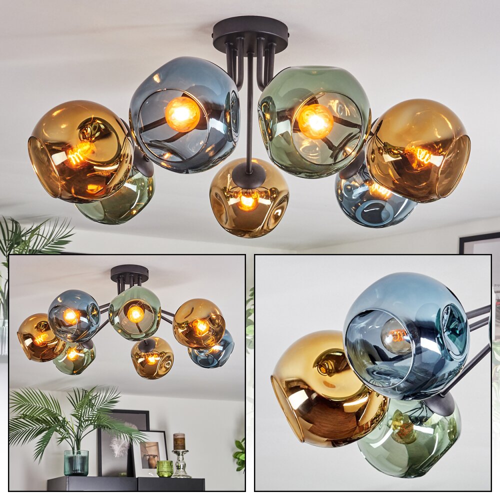 Ripoll Plafonnier, Boule lumineuse Bleu, Or, Vert, 7 lumières main product photo