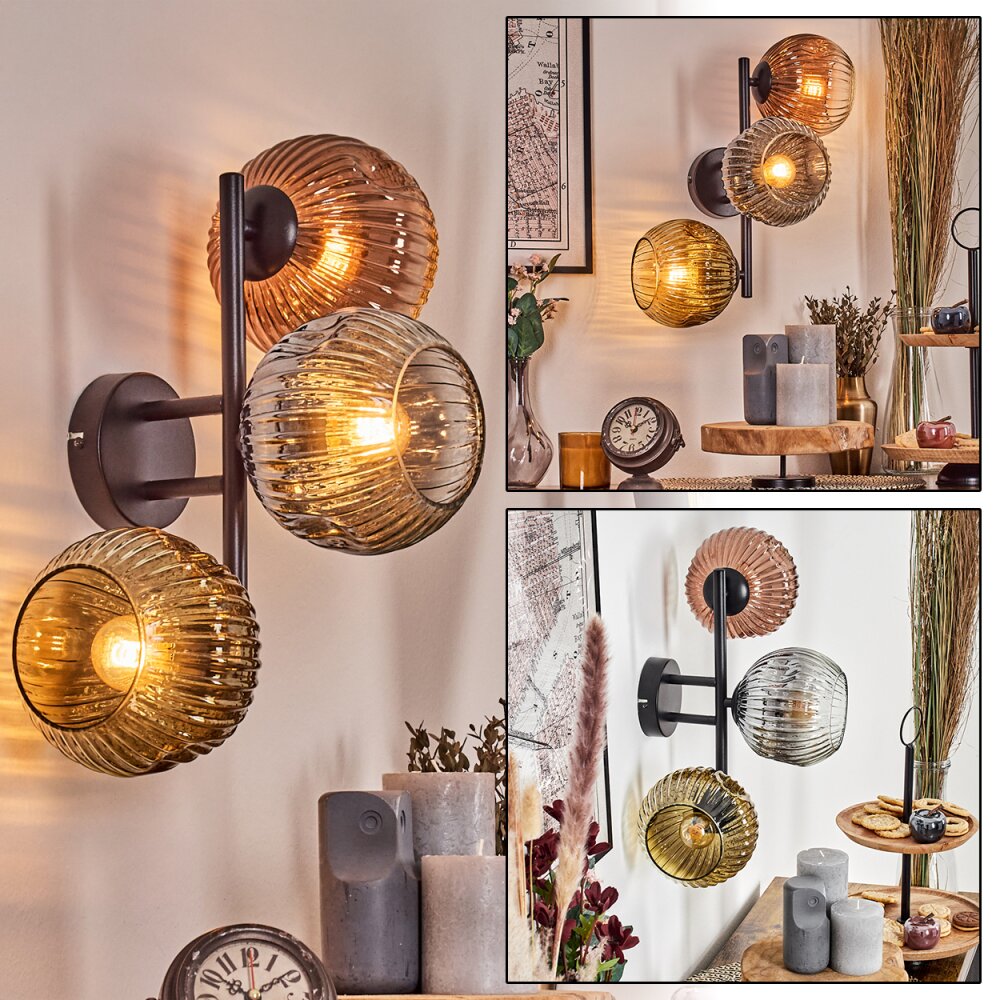 Ripoll Boule lumineuse, Applique murale Chrome, Or, Clair, Cuivré, Fumé, 3 lumières main product photo
