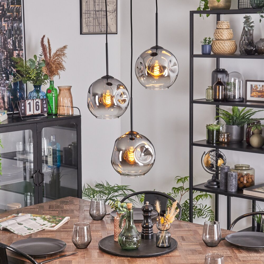 Ripoll Suspension, Boule lumineuse, Suspension grappe Clair, Fumé, 3 lumières main product photo