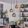 Ripoll Suspension, Boule lumineuse, Suspension grappe Bleu, Vert, Cuivré, 3 lumières