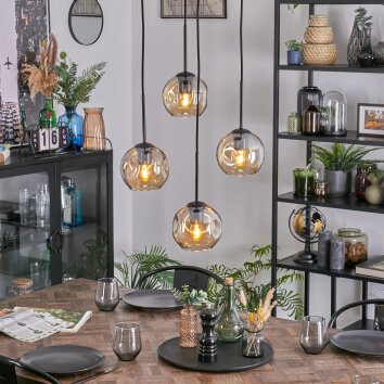 Ripoll Suspension, Boule lumineuse, Suspension grappe Ambre, 4 lumières