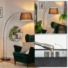Bassagoda Lampadaire, Lampadaires arc Nickel mat, Noir, 1 lumière, Abat-jour en tissu