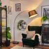 Bassagoda Lampadaire, Lampadaires arc Nickel mat, Noir, 1 lumière, Abat-jour en tissu