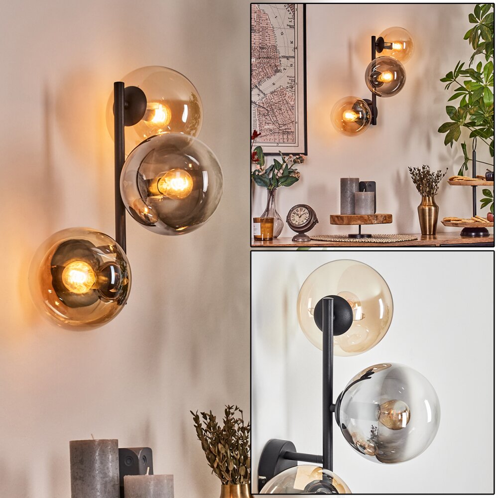 Gastor Boule lumineuse, Applique murale Ambre, Clair, Fumé, 3 lumières main product photo
