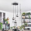 Ripoll Suspension, Boule lumineuse, Suspension grappe Chrome, Fumé, 3 lumières