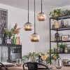 Ripoll Suspension, Boule lumineuse, Suspension grappe Chrome, Fumé, 3 lumières