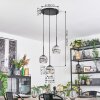 Ripoll Suspension, Boule lumineuse, Suspension grappe Chrome, Clair, Fumé, 3 lumières