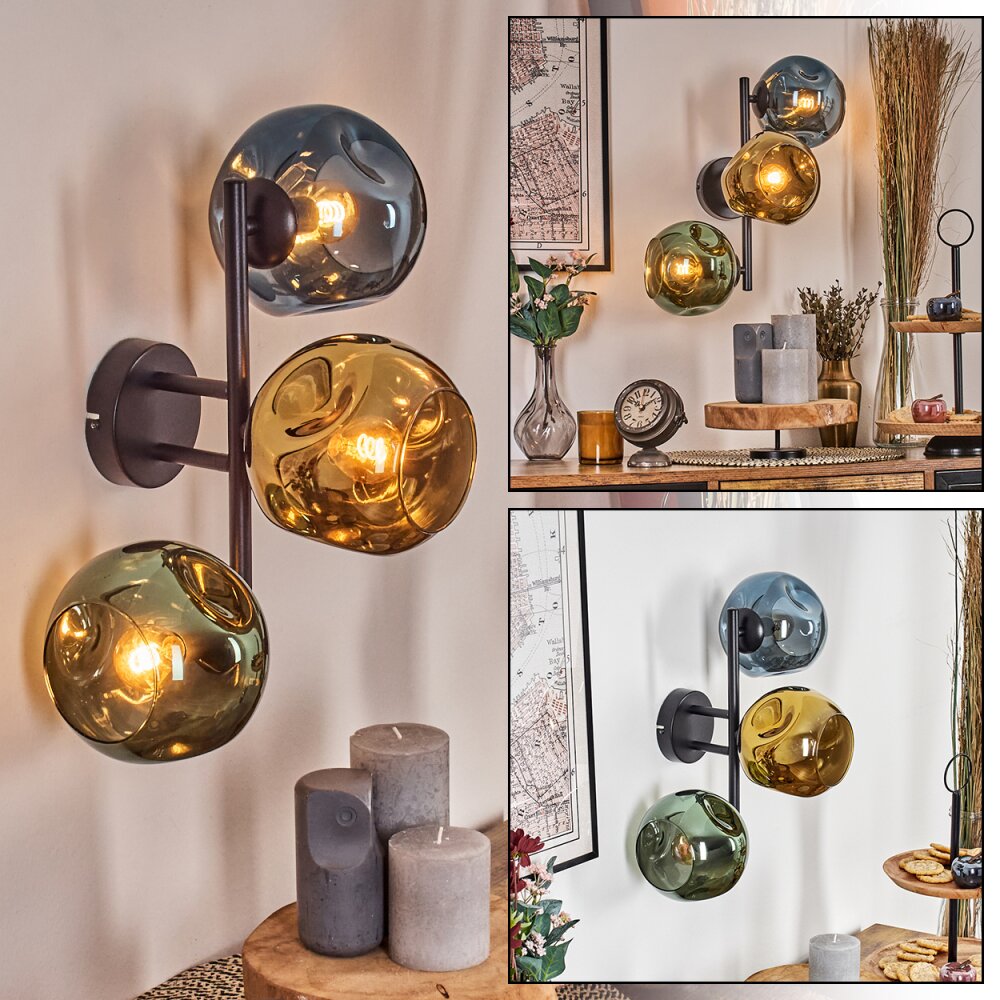 Ripoll Boule lumineuse, Applique murale Bleu, Or, Vert, 3 lumières main product photo