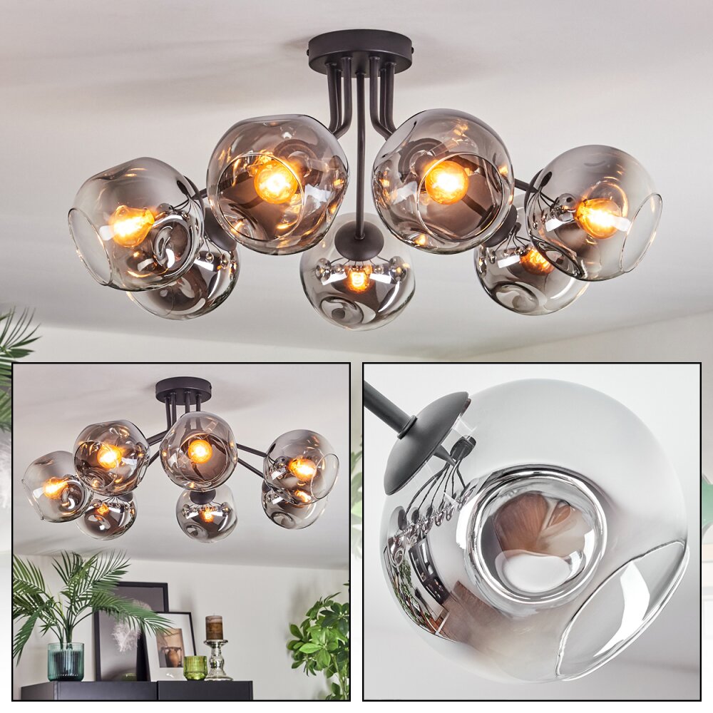 Ripoll Plafonnier, Boule lumineuse Chrome, Clair, Fumé, 7 lumières main product photo