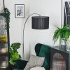 Soungou Lampadaire, Lampadaires arc Nickel mat, Noir, 1 lumière, Abat-jour en tissu