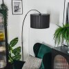Soungou Lampadaire, Lampadaires arc Chrome, Noir, 1 lumière, Abat-jour en tissu