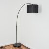 Soungou Lampadaire, Lampadaires arc Chrome, Noir, 1 lumière, Abat-jour en tissu
