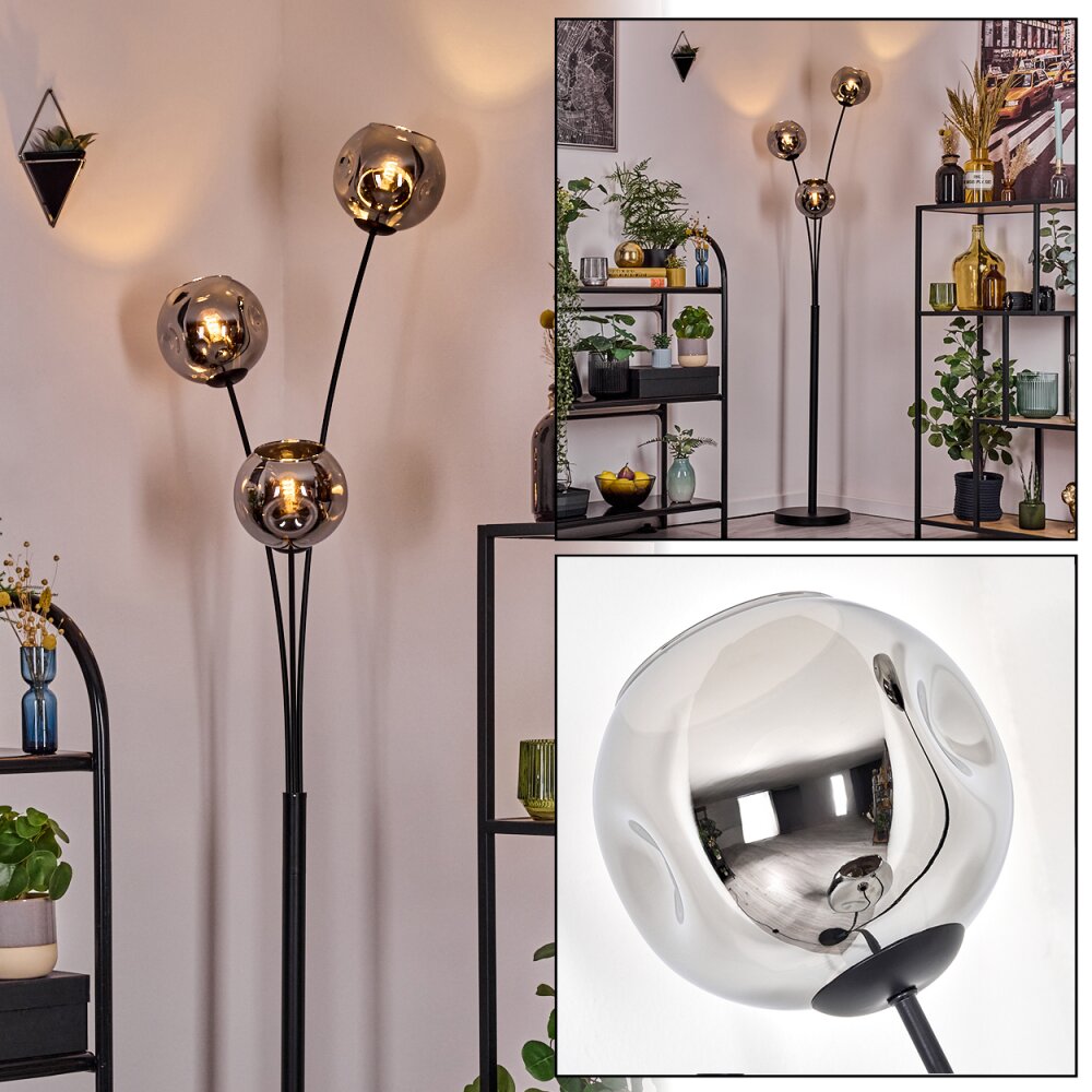 Ripoll Boule lumineuse, Lampadaire Chrome, Fumé, 3 lumières main product photo