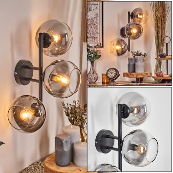 Koyoto Boule lumineuse, Applique murale Clair, Fumé, 3 lumières