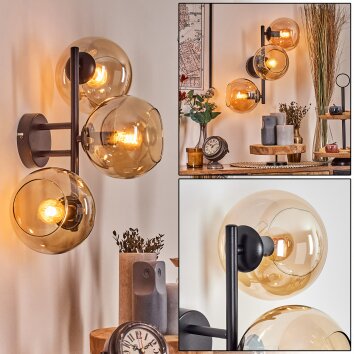 Koyoto Boule lumineuse, Applique murale Ambre, 3 lumières