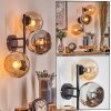 Koyoto Boule lumineuse, Applique murale Ambre, Chrome, Fumé, 3 lumières