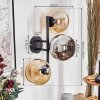 Koyoto Boule lumineuse, Applique murale Ambre, Chrome, Fumé, 3 lumières