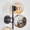 Koyoto Boule lumineuse, Applique murale Ambre, Chrome, Fumé, 3 lumières