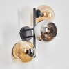 Koyoto Boule lumineuse, Applique murale Ambre, Chrome, Fumé, 3 lumières