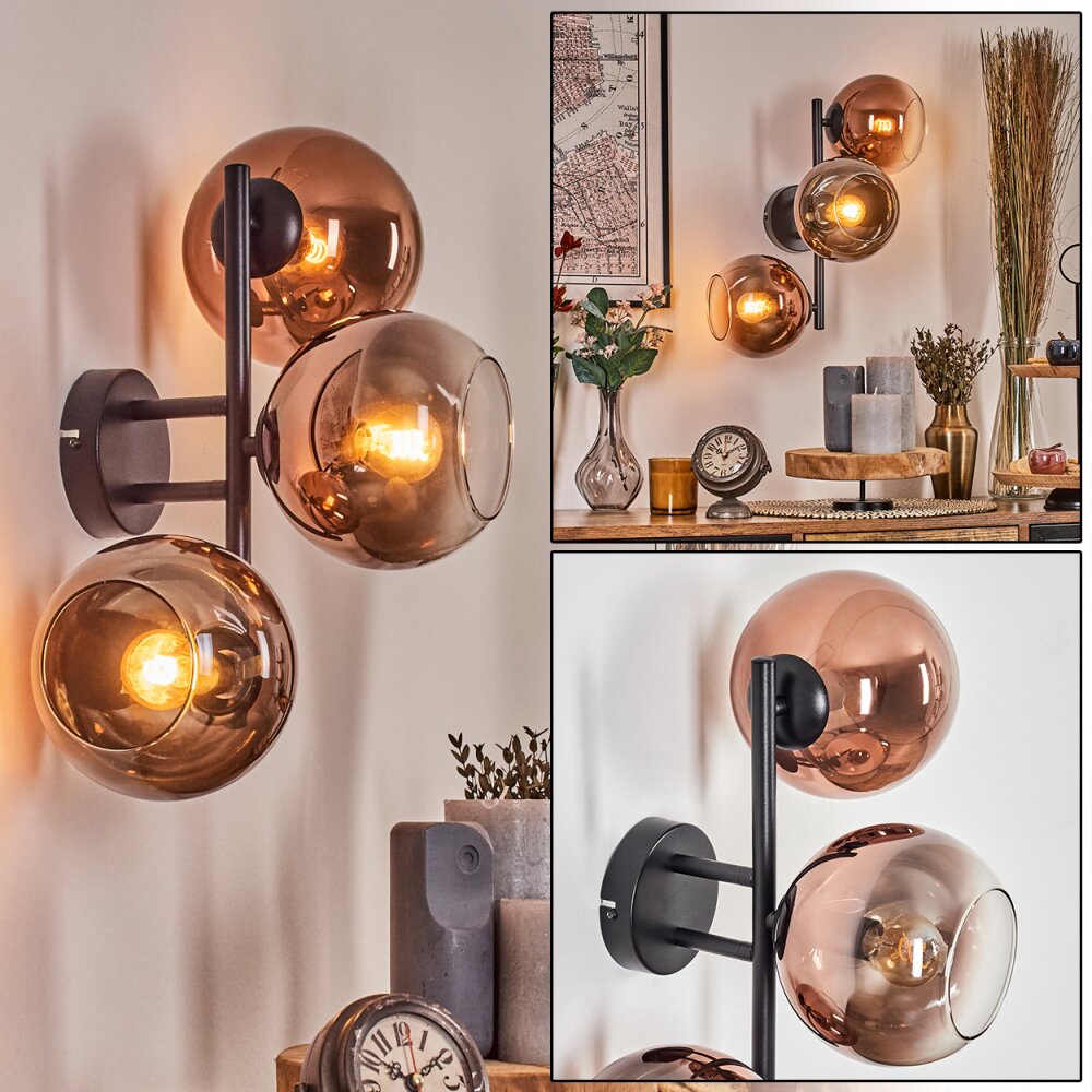 Koyoto Boule lumineuse, Applique murale Clair, Cuivré, 3 lumières main product photo