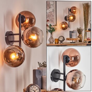 Koyoto Boule lumineuse, Applique murale Clair, Cuivré, 3 lumières