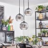 Koyoto Suspension, Boule lumineuse, Suspension grappe 30 cm Clair, Fumé, 3 lumières