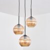 Koyoto Suspension, Boule lumineuse, Suspension grappe 30 cm Ambre, 3 lumières