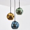 Ripoll Suspension, Boule lumineuse, Suspension grappe Bleu, Or, Vert, 3 lumières