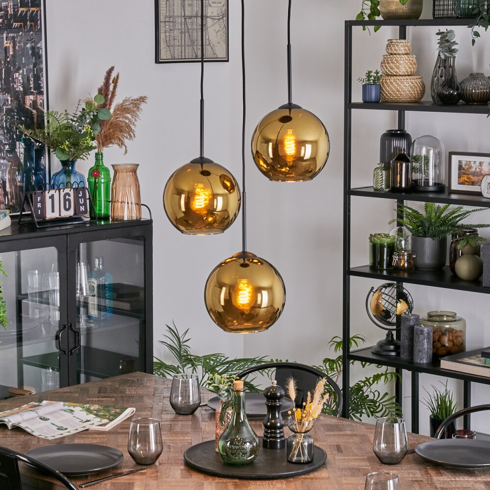 Koyoto Suspension, Boule lumineuse, Suspension grappe 30 cm Or, 3 lumières main product photo