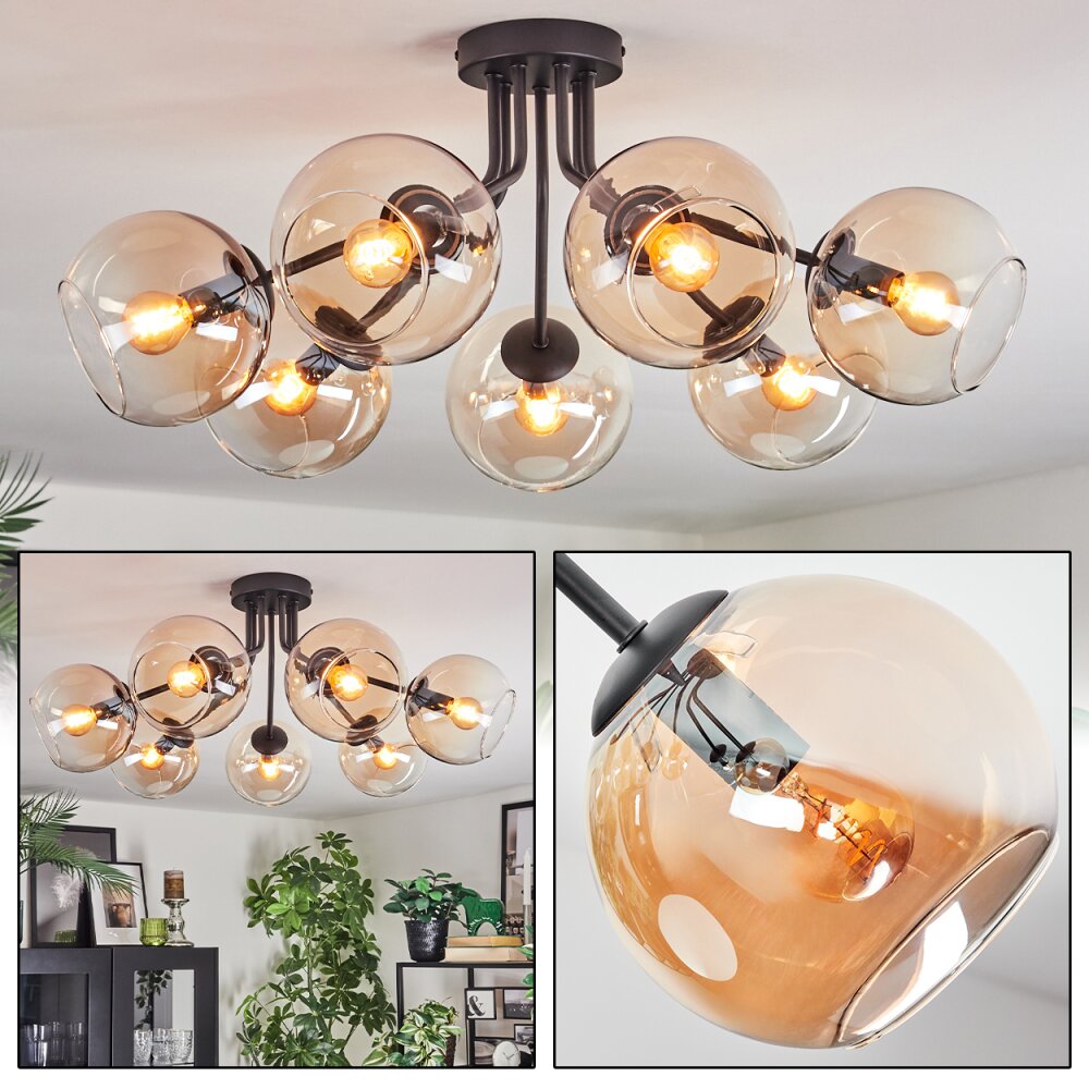 Koyoto Plafonnier, Boule lumineuse 82 cm Ambre, Clair, 7 lumières main product photo