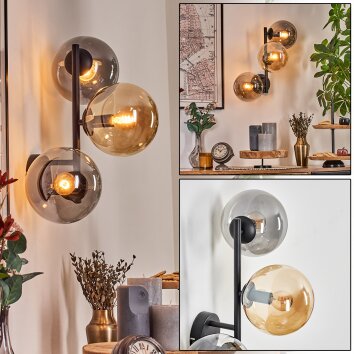 Gastor Boule lumineuse, Applique murale Ambre, Fumé, 3 lumières